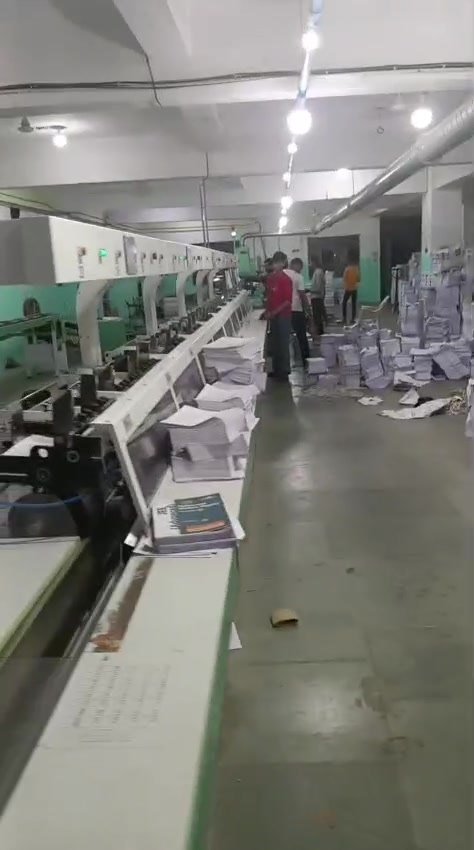 Long binding line running down the hall